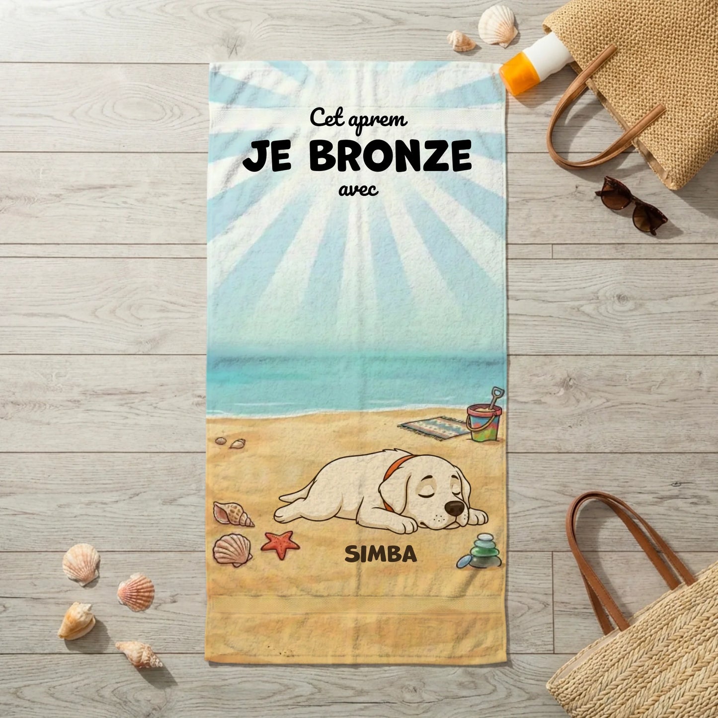 Serviette de plage : Cet aprèm je bronze avec