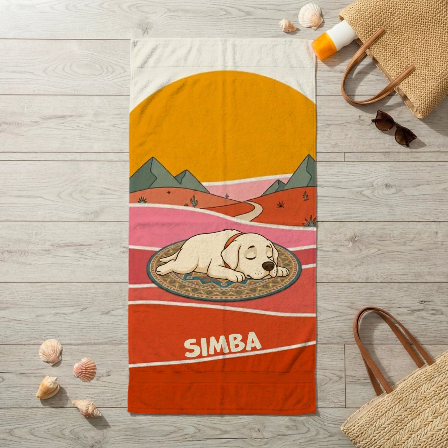 Serviette de plage : "Coucher de soleil Bohème"