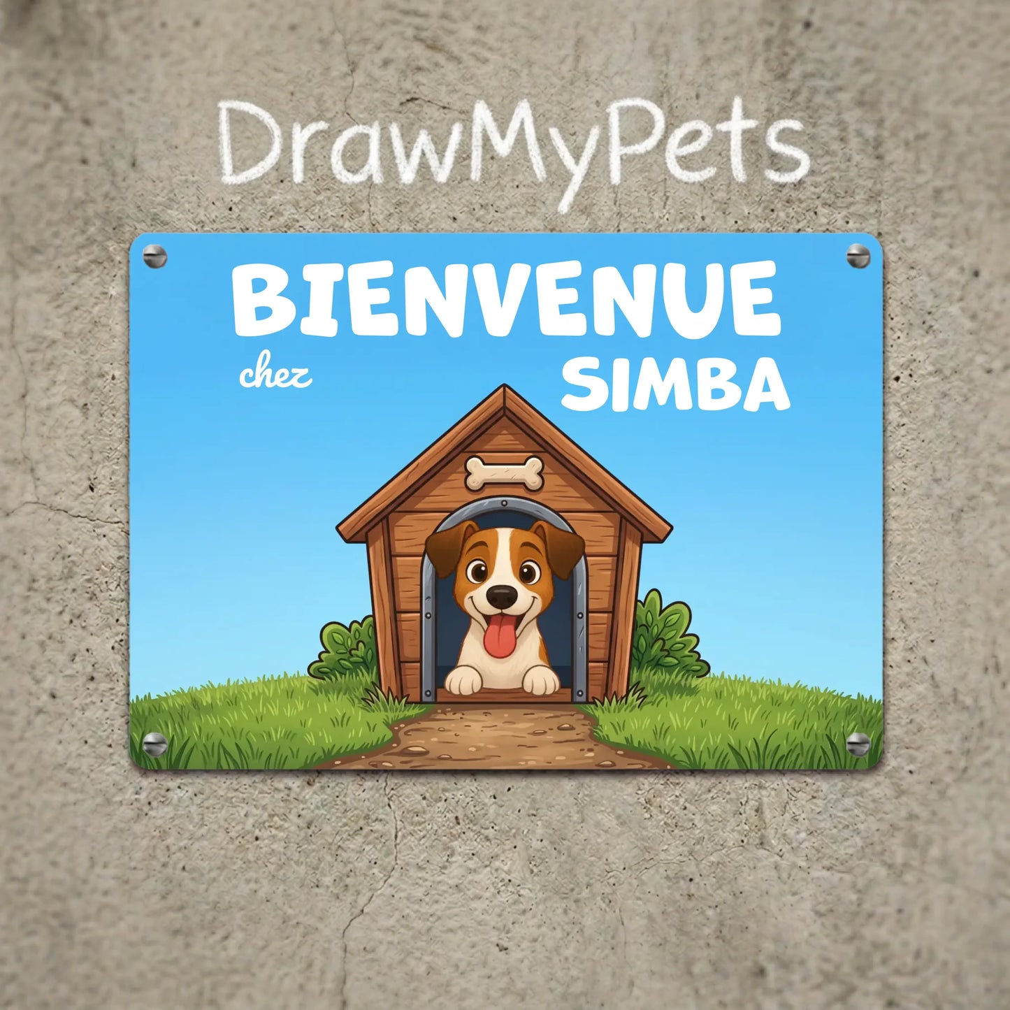 Plaque métal : "Bienvenue chez #2"