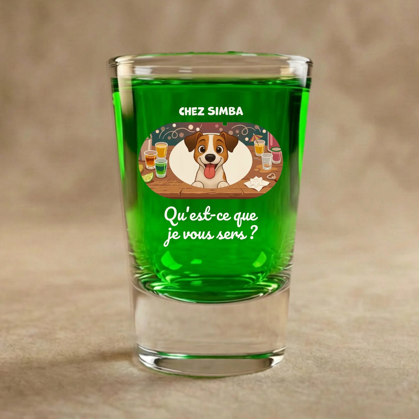 Verre à shot : "Qu'est-ce que je vous sers ?"