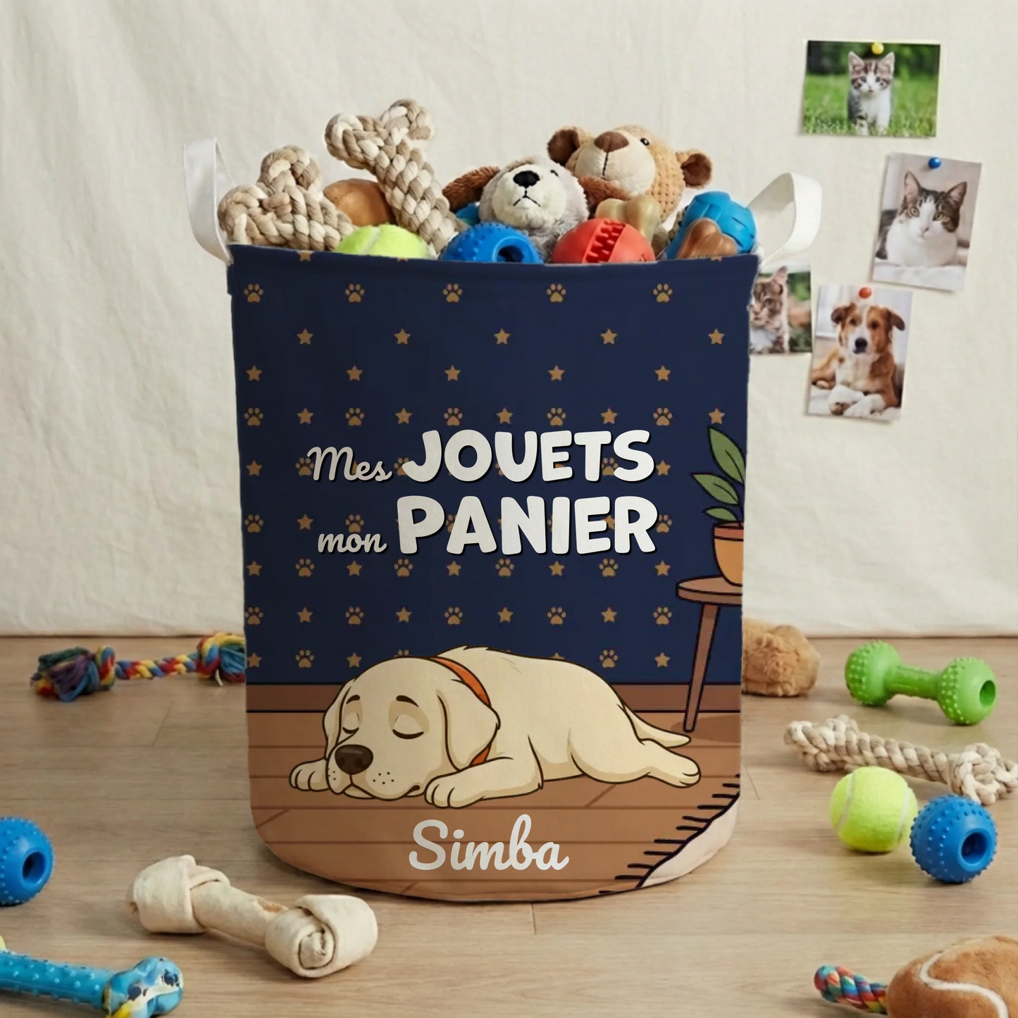 Panier à jouets : "Mes jouets, mon panier"